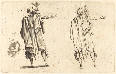Mand set bagfra med sin højre arm udstrakt af Jacques Callot
