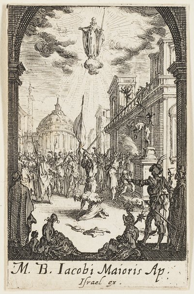 Sankt Johannes den Stores martyrium, planche fire fra Apostlenes martyrier af Jacques Callot