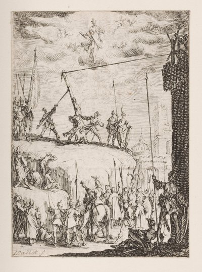 Sankt Peters martyrium, no. 4 fra Apostlenes martyrium af Jacques Callot