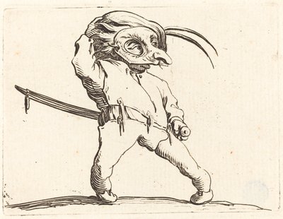 Maskeret mand med snoede fødder, ca. 1622. af Jacques Callot