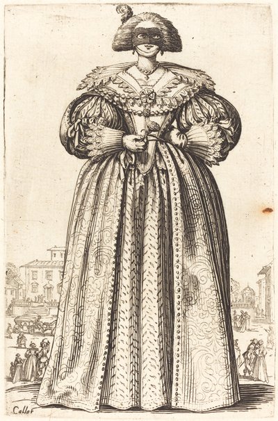 Maskeret adelig kvinde af Jacques Callot