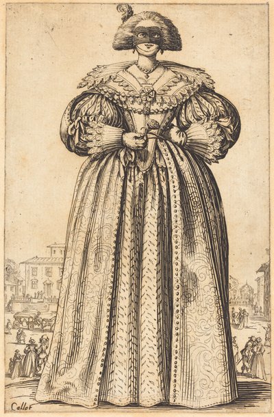 Maskeret adelskvinde af Jacques Callot