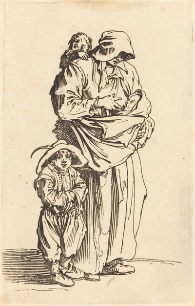 Mor og tre børn af Jacques Callot