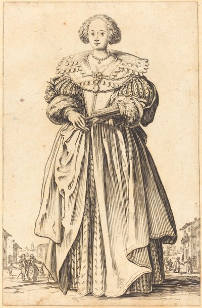 Ædel kvinde med vifte af Jacques Callot