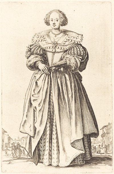 Ædel kvinde med vifte af Jacques Callot
