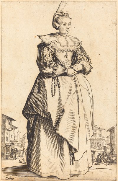 Ædel kvinde med en lille hat af Jacques Callot
