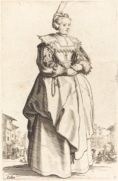 Ædel kvinde med en lille hat af Jacques Callot