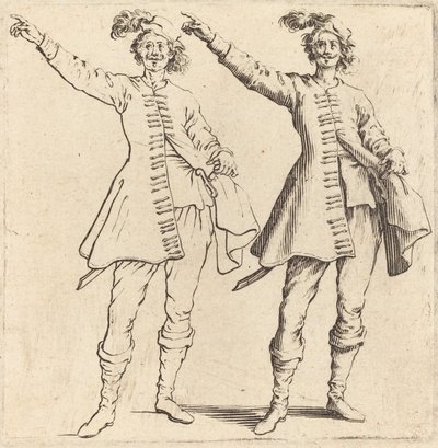 Officer, med udstrakt arm, set forfra, 1617 og 1621. af Jacques Callot