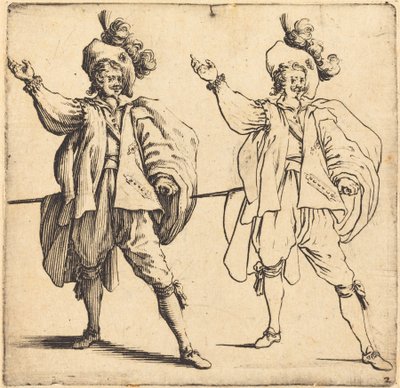 Officer med stor fane, set forfra af Jacques Callot