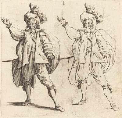 Officer med stor fane, set forfra af Jacques Callot