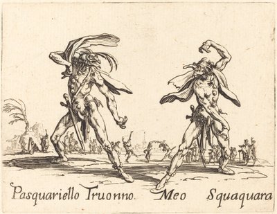 Pasquariello Truonno og Meo Squaquara, ca. 1622. af Jacques Callot
