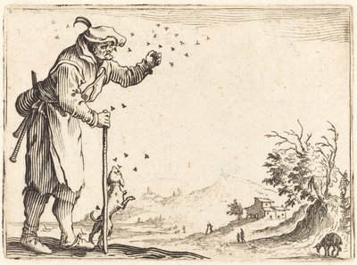 Bonde angrebet af bier af Jacques Callot