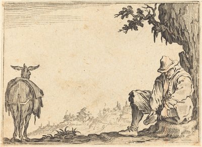 Bonde, der fjerner sin sko af Jacques Callot
