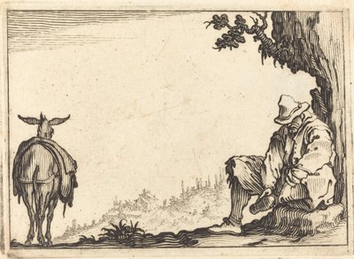 Bonde, der fjerner sin sko af Jacques Callot
