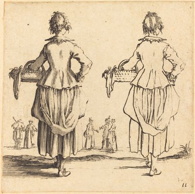 Bondekone med kurv, set bagfra af Jacques Callot