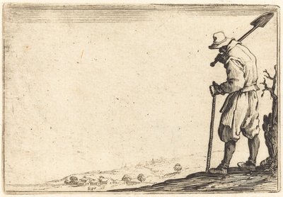 Bonde med skovl på skulderen af Jacques Callot