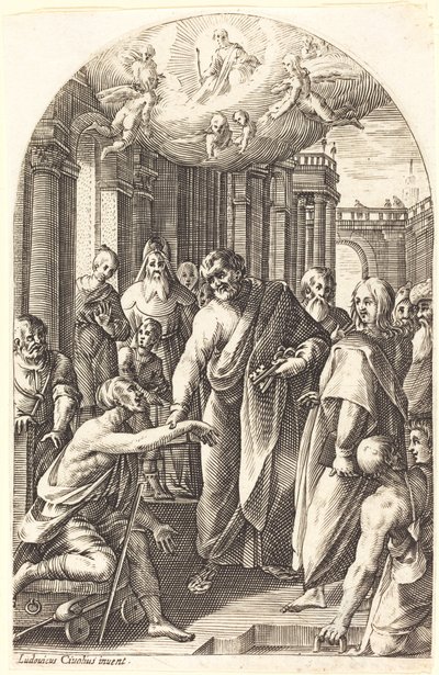 Peter og Johannes helbreder den lamme af Jacques Callot