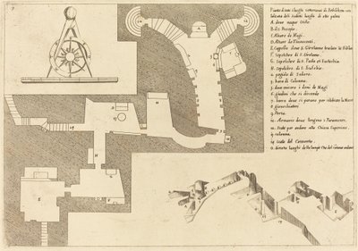 Plan over alle de vigtige steder i Betlehem af Jacques Callot