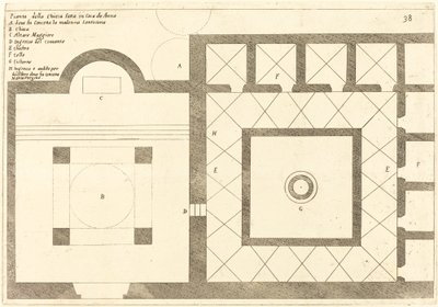 Plan over kirken nær huset til Annas af Jacques Callot