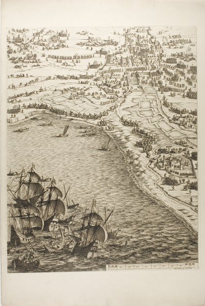 Tallerken seks fra The Siege of La Rochelle af Jacques Callot