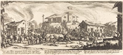 At plyndre og brænde en landsby, ca. 1633. af Jacques Callot