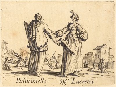 Pulliciniello og Siga. Lucretia af Jacques Callot