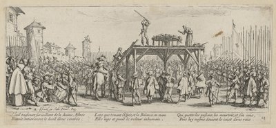 Hjul, side 14 i serien »Krigens rædsler« af Jacques Callot