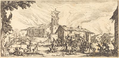At hærge og brænde en landsby, ca. 1633. af Jacques Callot
