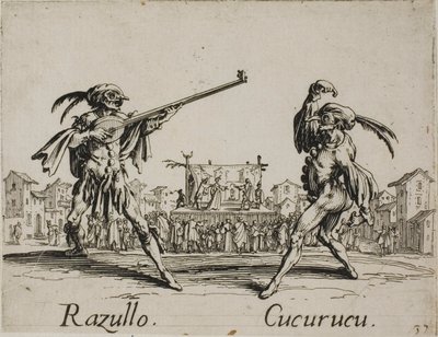 Razullo - Cucurucu, plade 19 fra Balli di Sfessania af Jacques Callot