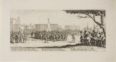 Rekruttering af tropper, plade to fra The Miseries of War af Jacques Callot