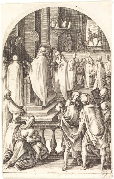 Sankt Basilikum fejrer messen af Jacques Callot