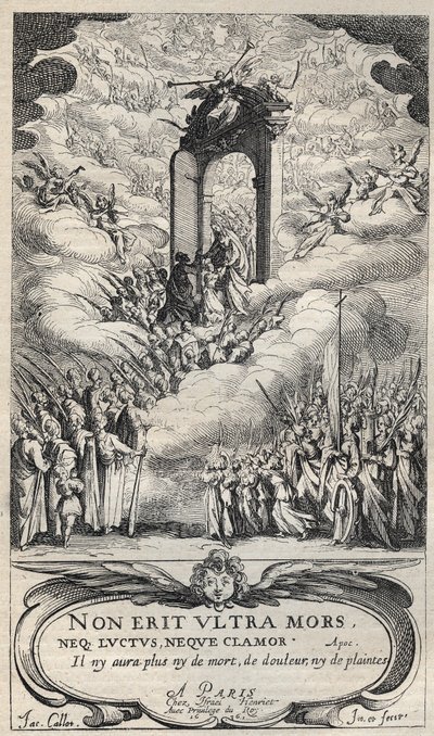 Hellige og helgener skynder sig ved døren til Paradiset - komposition og gravering af Jacques Callot (1592-1635) af Jacques Callot