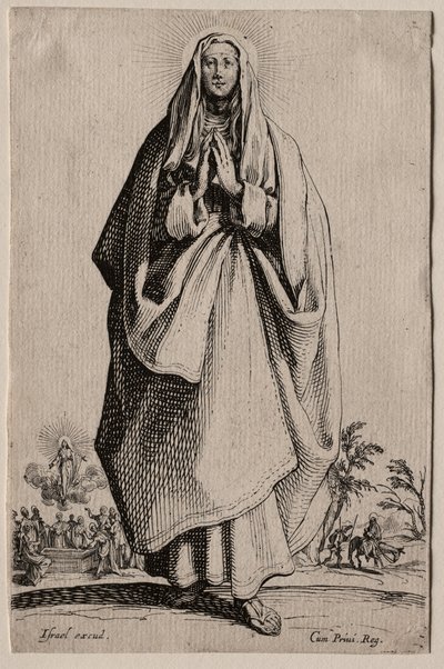 Hellige af den hellige jomfru Maria af Frelseren Ikoner/Les Grands Apôtres (De store apostle): La Sainte Vierge (Den Hellige Jomfru) af Jacques Callot