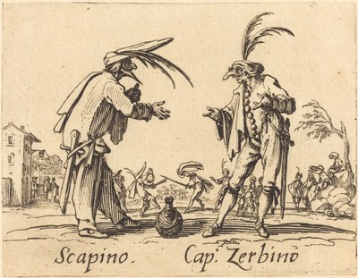 Scapino og Cap. Zerbino, ca. 1622. af Jacques Callot