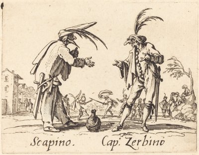 Scapino og Cap. Zerbino, ca. 1622. af Jacques Callot