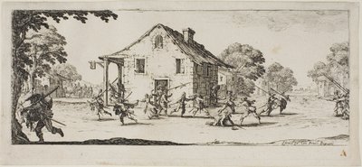 Plyndringsscene, planche fire fra Krigens elendighed af Jacques Callot