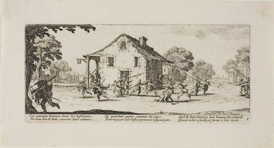 Plyndringsscene, planche fire fra Krigens elendighed af Jacques Callot