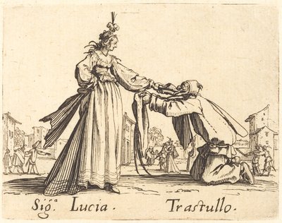 Tegn. Lucia og Trastullus af Jacques Callot