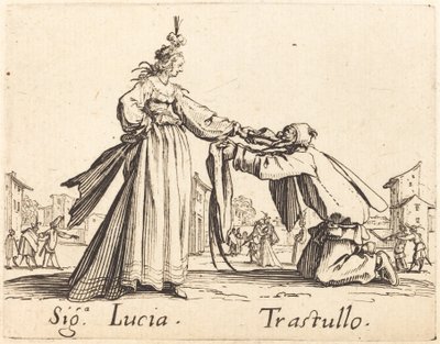 Tegn. Lucia og Trastullus af Jacques Callot