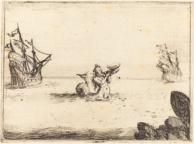 Sirene mellem to skibe af Jacques Callot