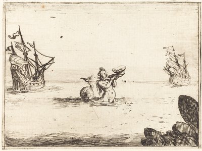 Sirene mellem to skibe, 1628. af Jacques Callot
