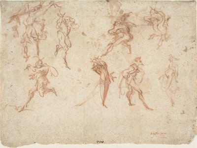 Skitser til Balli di Sfessania (recto) Skitser af dansere (verso) af Jacques Callot