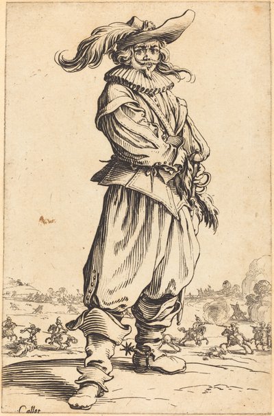 Soldat med fjerhat af Jacques Callot