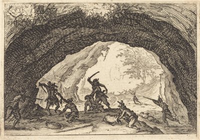 Soldater angriber røvere, ca. 1617. af Jacques Callot