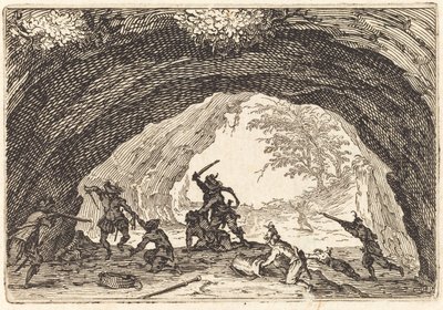 Soldater angriber røvere, ca. 1622. af Jacques Callot