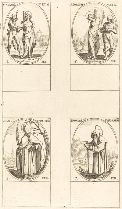 St. Agatha; St. Dorothy; St. Romuald af Ravenna; St. Paul, biskop af Verdun af Jacques Callot