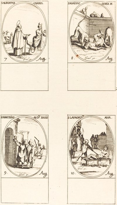 Sankt Albert af Sikliy, Karmelit; St. Marinus;St. Demetrius og ledsagere; St. Lauren af Jacques Callot
