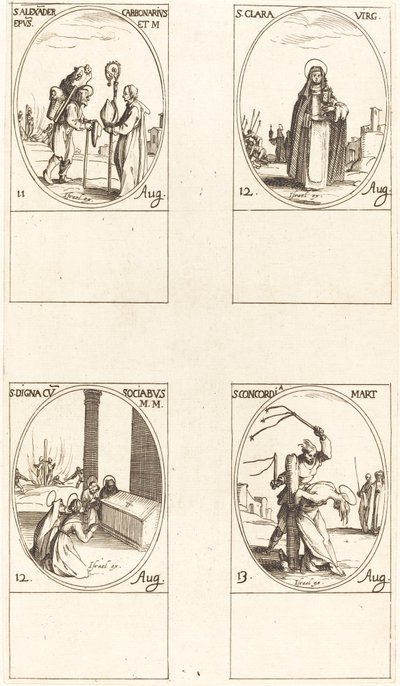 Sankt Alexander Carbonarius; St. Clare; St. Digna og ledsagere; St. Concordia af Jacques Callot
