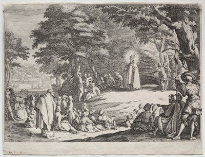 Sankt Amand prædiker i en skov. af Jacques Callot