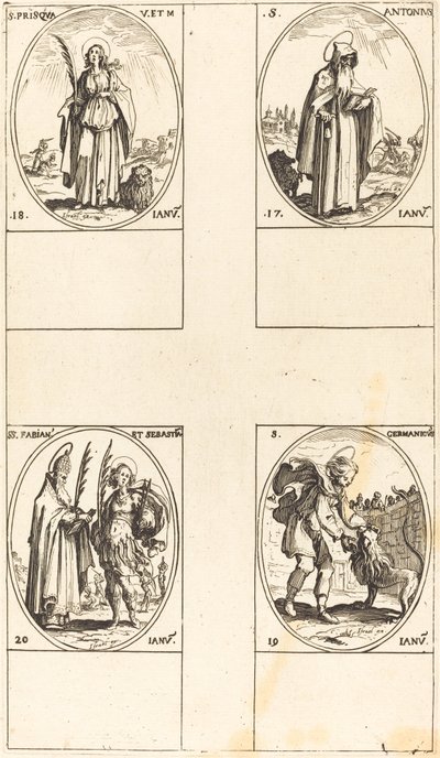 Sankt Antonius; St. Prisca; St. Germanicus; Sts. Fabian og Sebastian af Jacques Callot
